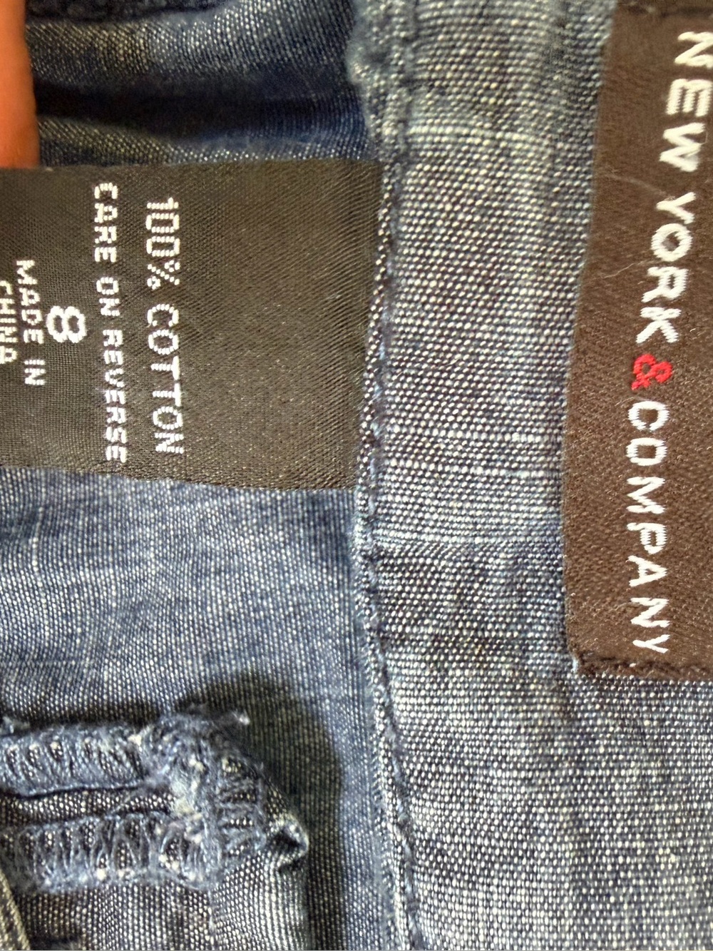 New York & Company Soft "Denim Like" Utility Shorts Dark Wash - Size 8 - Picture 7 of 7